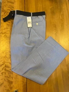 Tommy Hilfiger boy’s spring flat front med blue pants & belt 18 chino Golf NWT - Picture 1 of 9