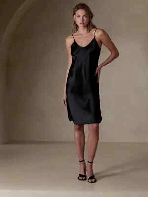 Banana Republic MP Bliss Silk Slip Dress Medium Petite Black #749038 NEW - Image 1 of 4