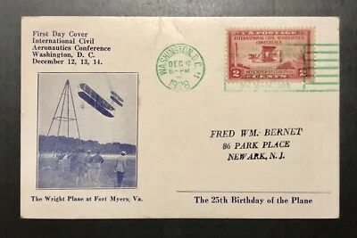 1928 US 2c FDC Postcard Roessler Cachet To Bernet-Aeronautics-Green-Sc 649/ROE-1 - Image 1 of 4
