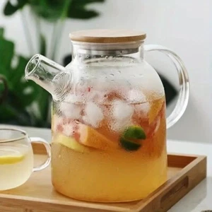 Glaskaraffe Karaffe 1.8L Wasserkaraffe Wasserkrug Glaskrug mit Edelstahl Filter - Bild 1 von 20