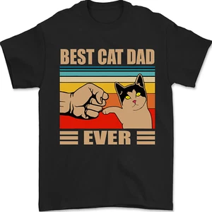 Best Cat Dad Ever Funny Father's Day Mens T-Shirt 100% Cotton - Picture 1 of 106