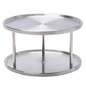 2 tier lazy susan turntable organizer,stainless steel 360 degree turntable pantr - Picture 1 of 7