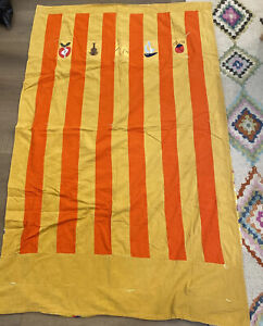 69x42” Vintage Handmade Coverlet Corduroy 70's colors Twin blanket quilt