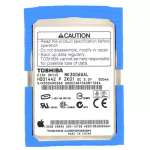 Hard Drive Toshiba MK3006GAL 30GB 1.8'' 4.2K Apple 655-1215D - Picture 1 of 3