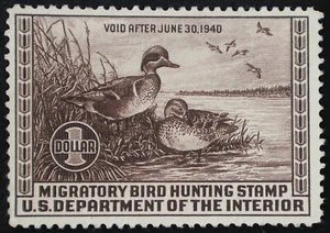 U.S. Unused (no gum) Stamp Scott #RW6 $1 Federal Duck Hunting. F - VF. Choice! - Picture 1 of 2