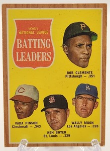 1962 Topps #52 Batting Leaders Bob Clemente Ken Boyer Wally Moon Vada Pinson