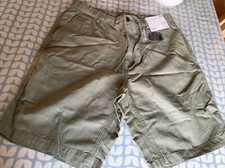 Uniqlo Men's Khaki Green Linen Cotton Blend Drawstring Bermuda Shorts - Size L