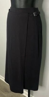 Saia de lã com cinto lateral roxa profunda Calvin Klein Collection EUA tamanho 12 - Imagem 1 de 4