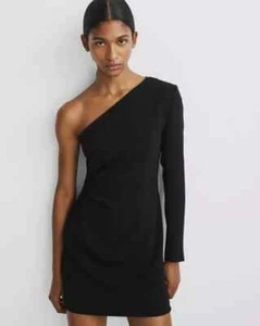 Rag & Bone Black One Shoulder Asymmetric Crepe Mini Dress US6 UK10 Party BNWT - Picture 1 of 13