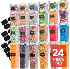 24-Pc Airtight Food Storage Containers - Pantry Organizers for Cereal, Flour - Picture 1 of 7