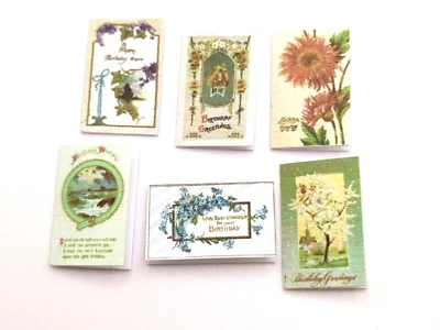 THE LITTLE BOOK CO. Puppenhaus Maßstab 1:12 Miniatur Geburtstagskarten x 6 (viktorianisch)