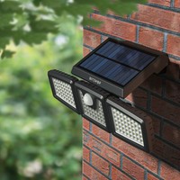 Rotatable 3 Heads Adjustable Waterproof 120°PIR Sensor Solar Flood Light Outdoor
