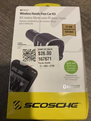 Scosche TM Wireless HandsFree Car Kit with FM Transmitter BTFM4PD NEW DAMAGE BOX - Image 1 of 4