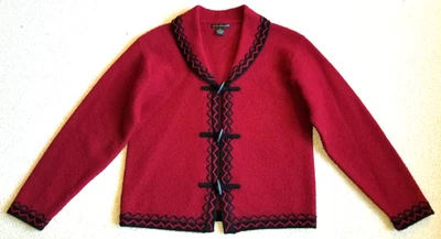 Suéter/Chaqueta DE COLECCIÓN Para Mujer-SARAH SPENCER-rojo/negro Lana Hervida Nórdica Vacaciones-S Foto 1 de 4