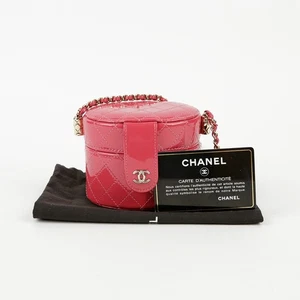 CHANEL Mini Dark Pink Patent Cosmetic Vanity Chain Shoulder Bag 56541203 - Picture 1 of 8