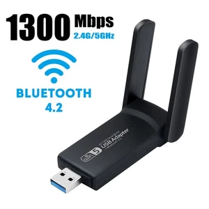 1300Mbps Wireless USB Wifi Bluetooth Adapter Dongle Dual Band 2.4G/5GHz 802.11AC - Photo 1/9