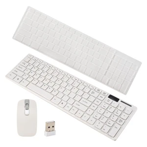 Clavier blanc mince sans fil + kit souris optique sans fil pour PC un1683 - Photo 1/7