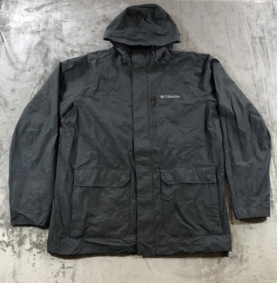 Columbia Sportswear Jacket Mens Large Gray Hooded Nylon Rain Coat Outdoor - Image 1 of 4