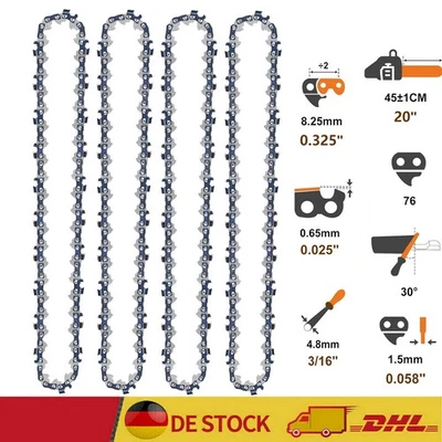 MARKENLOS 4x Sägeketten 20 Zoll HM 0.325" 76TG 1,5mm für Fuxtec CS 3.0 5200 Fuxtec Secura
