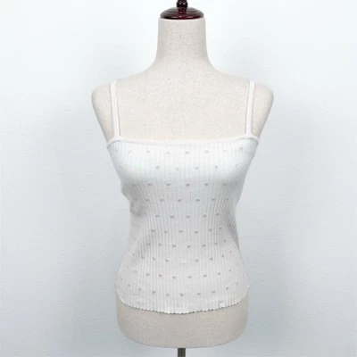 Vtg 90s Rampage Top Juniors 3 White Ribbed Sequins Fairy Festival Dainty Y2K - Image 1 of 4