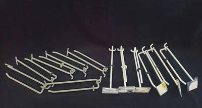 Retail Garage Storage Peg Board Hooks 12 Pieces White Metal 7.5" Long - Image 1 of 4