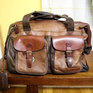 Bolso de Lona LL Bean Traveler Cuero Marrón Fin de Semana Noche - Imagen 1 de 15