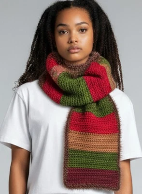 ☕ Acogedora bufanda hecha a mano cabaña en el bosque 🌲 Colores terrosos cálidos • 8x64 - Envío gratuito🍂 Foto 1 de 4