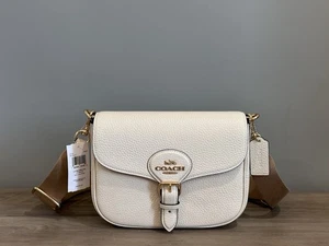 Coach CP107 LUX Pebbled Leather Amelia Saddle Bag Crossbody Handtasche Chalk - Bild 1 von 14