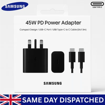 Samsung Galaxy Official 45W Super Fast Charger 2.0 with USB-C to C Data Cable UK - Image 1 of 4