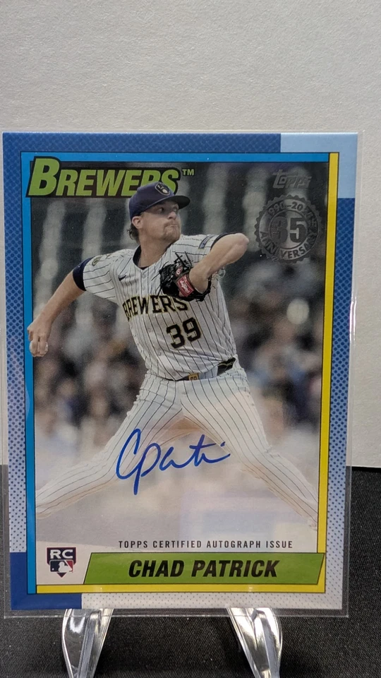 2025 Topps Update 1990 Chad Patrick ON-CARD AUTO, (RC, AU), 90AU-CPK, Brewers - Image 1 of 1