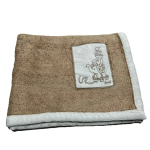 Steiff Beige Tan Brown Baby Blanket White Trim Elephant Bear Bunny Rabbit - Picture 1 of 9