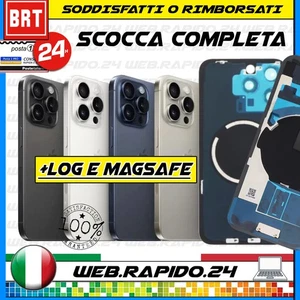 BACK COVER SCOCCA POSTERIORE COMPLETA VETRO+MAGSAFE+LENTI+FRAME x IPHONE 15 PRO - Foto 1 di 5