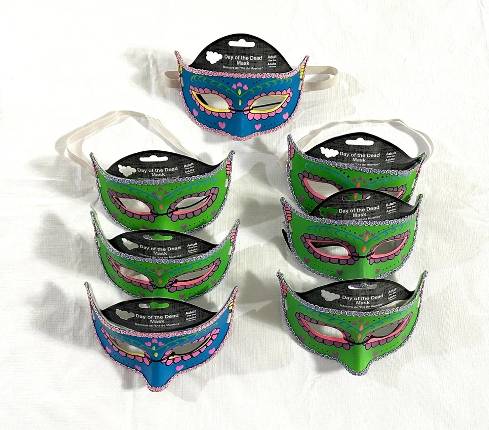 Adult Day of The Dead Masks, Set of 7 - Image 1 of 2