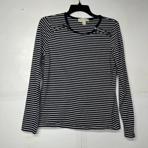 Top Michael Kors Mujer Mediano Azul Marino Blanco Rayas Manga Larga Detalle Cremallera - Imagen 1 de 9