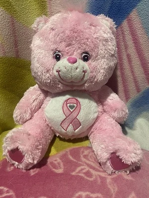13" PLUSH FLUFFY FLOPPY PINK POWER RIBBON BREAST CANCER AWARENESS CARE BEAR TOY - image 1 of 4