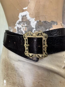 Schöner Fabio Conti schwarzer Ledergürtel 32-36" Made in Italy - Bild 1 von 4