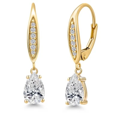10K Yellow Gold Gemstone Birthstone Lab Grown Diamond Dangle Earrings for Women - Image 1 of 4