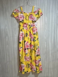 Justice Yellow Floral Maxi Dress Size 12 Girls NWT - Picture 1 of 11