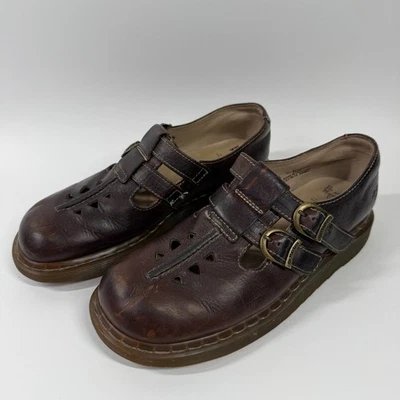 Dr Doc Martins Mary Jane рыбака стиль двойной ремень коричневые кожаные туфли США 8 - Изображение 1 из 4
