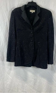 Giorgio Armani Womens Black Abstract Lace Sequin Single-Breasted Blazer Size 44 - Picture 1 of 5