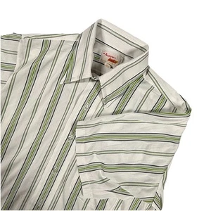 Vintage Arrow Knits  Shirt Adult 15.5 Medium White Green stripe 70s breathable - Picture 1 of 6