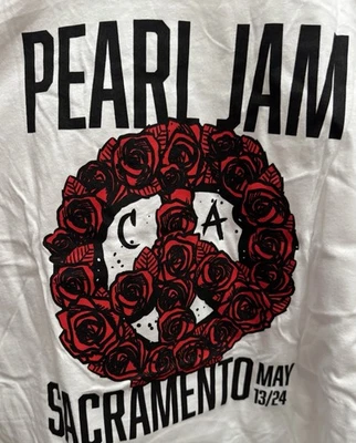 PEARL JAM Sacramento Concert MAY 13 2024 White T Shirt LARGE OFFICIAL NEW - Image 1 of 4