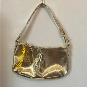 VICTORIA'S SECRET Gold Shiny Y2K Small Tote Brand Charms Girlhoodcore Evening - Picture 1 of 13