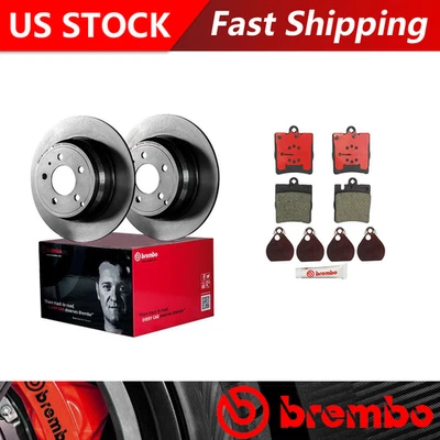 Rotores de freno traseros y pastillas de freno de cerámica Brembo para Mercedes-Benz C32 AMG 2002-04 Foto 1 de 4