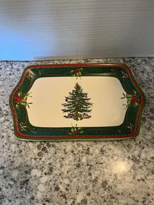 Spode Annual Dessert Tray 2011 Christmas Tree 12 x 7 Porcelain Platter Collector - Picture 1 of 9