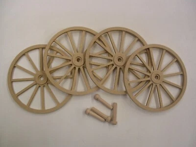WAGON & CANNON WHEELS - 4 Inch Diameter MDF THIN RIM - carriage stage coach mini
