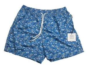 Fedeli $235 NWT Blue Yellow Bird Print Slim Madeira Sustainable Swim Trunk M - Picture 1 of 5