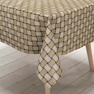 Wachstuch Tischdecke geprägt P1088-5 beige braun Rattan-Optik eckig rund oval - Bild 1 von 4