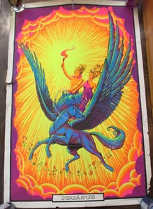 1973 Pegasus Blacklight Poster by screenprint NOS Vintage - Picture 1 of 9