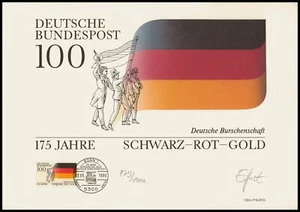 ART-EDITION 1990 GERMANY 1463 BURSCHENSCHAFT SCHWARZ-ROT-GOLD - HAND-SIGNED ! - Picture 1 of 3